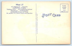 2 Postcards CLEWISTON, Florida FL ~ Roadside MOTEL 27 Hendry County c1940s Linen 