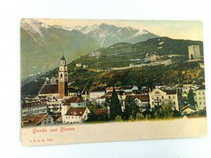 Vintage Postcard Partie aus Meran Mountain and Town Scene Italy