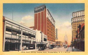 Fourth Street Carolina Hotel Winston Salem North Carolina linen postcard