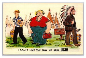 Comic  Woman Fat Shamed By Native American GA Devery UNP Chrome Postcard L19