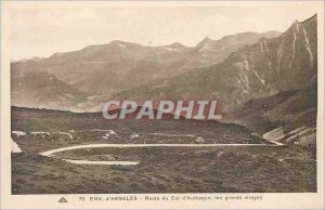 Old Postcard Approx Argeles drive from the large neck aubisque turns