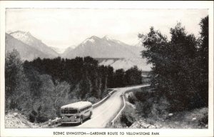 Yellowstone Park Montana Livingston Gardiner Tour Bus Vintage Postcard