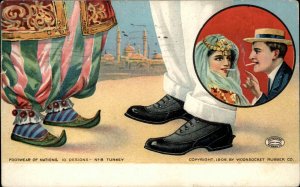 Woonsocket Rubbers Shoes Ad Design No. 8 Turkey c1910  Vintage Postcard