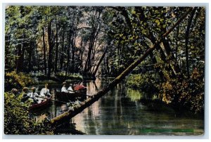 1909 Silver Lake Assembly Canoes Rowing New York NY Inlet Antique Postcard