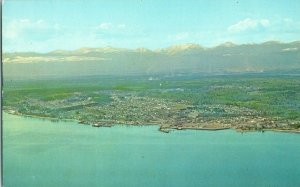 Aerial View Postcard Campbell River B.C. Shopping District & Waterfront Canada