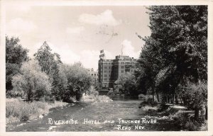 Riverside Hotel & Truckee River, Reno, NV., Real Photo  Postcard, Used in 1946