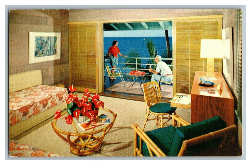 Kona Inn Kailuu-Kona Hawaii Guest Room Vintage Standard View Postcard