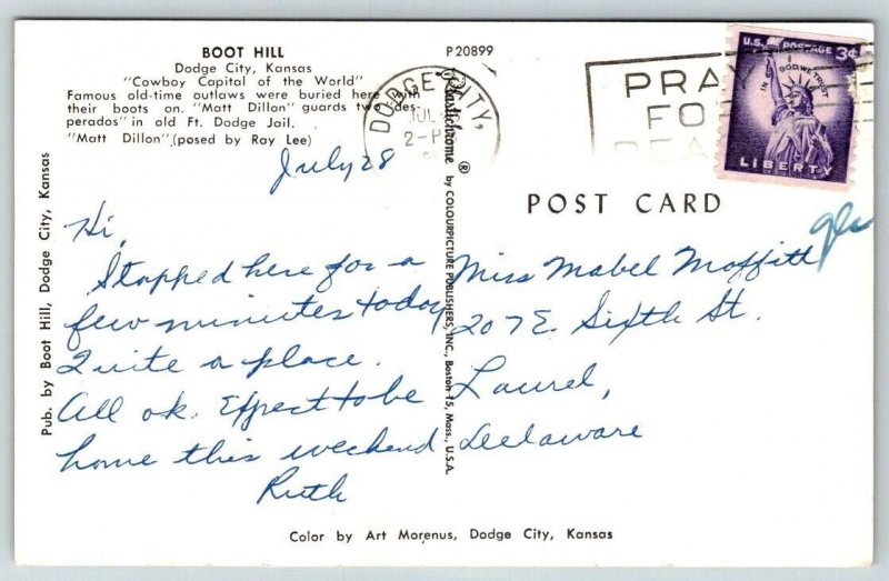 Boot Hill  Dodge City  Kansas  Postcard