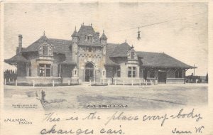 J40/ Nampa Idaho Postcard c1910 O.S.L. Railroad Depot Fisher Image 195