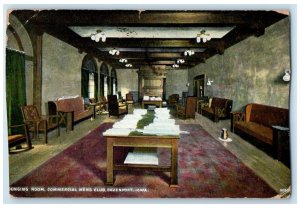 1909 Interior View Lounging Room Commercial Mens Club Davenport Iowa IA Postcard