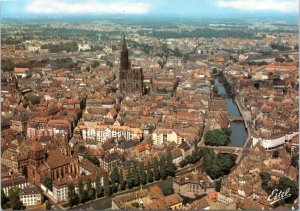 RPPC France Strasbourg  - aerial view with St. Thomas Church