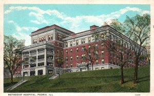 Vintage Postcard 1943 Methodist Hospital Building Peoria Illinois Sander Bros