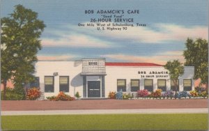 Postcard Bob Adamcik's Cafe Restaurant Schulenburg Texas TX 1952