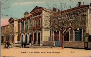 France Digne Le Theatre et la Caisse d'Epargne Vintage Postcard 04.97