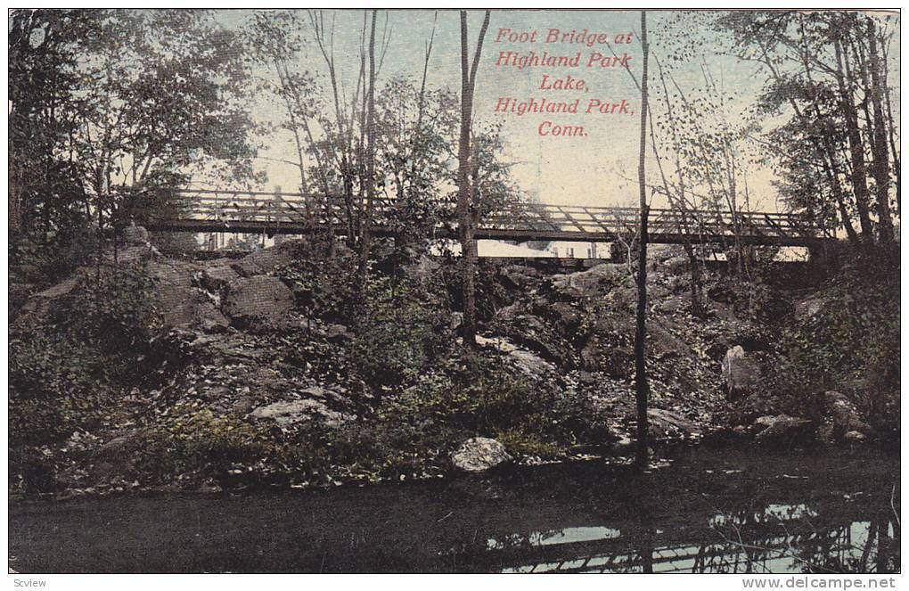 Foot Bridge At Highland Park Lake, Highland Park, Connecticut, 1900