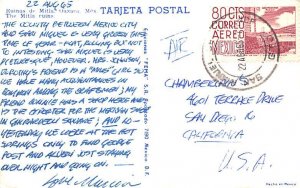 Ruinas de Mitla Oaxaca Mexico Tarjeta Postal 1965 