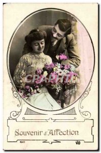 Fantasy - Happy Couple - Souvenir d & # 39Affection - Old Postcard