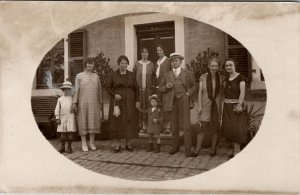 RPPC Man Hat & Cigar Women Dresses Darling Children Real Photo Postcard Z20