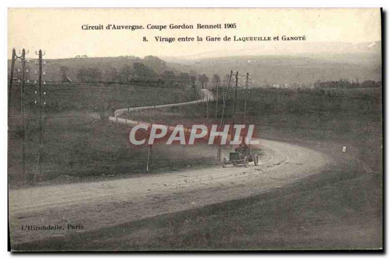 Postcard Old Cars Tour d & # 39Auvergne Gordon Bennett cup 1905 Toned Laqueil...