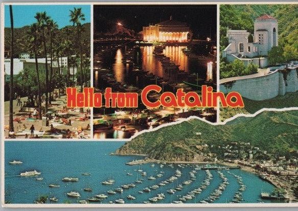 Hello from Avalon Catalina CA Multview Continental Chrome Postcard 1981