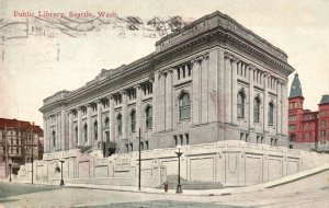 Vintage Postcard 1915 Public Library Seattle WA Washington