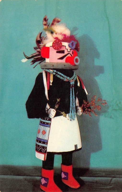 Hopi Indian KACHINA DOLL Velvet Man Native Americana ca 1950s Vintage Postcard