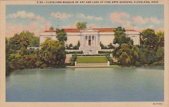 Ohio Cleveland Museum Of Art And Lake At Fine Arts Gardens 1953