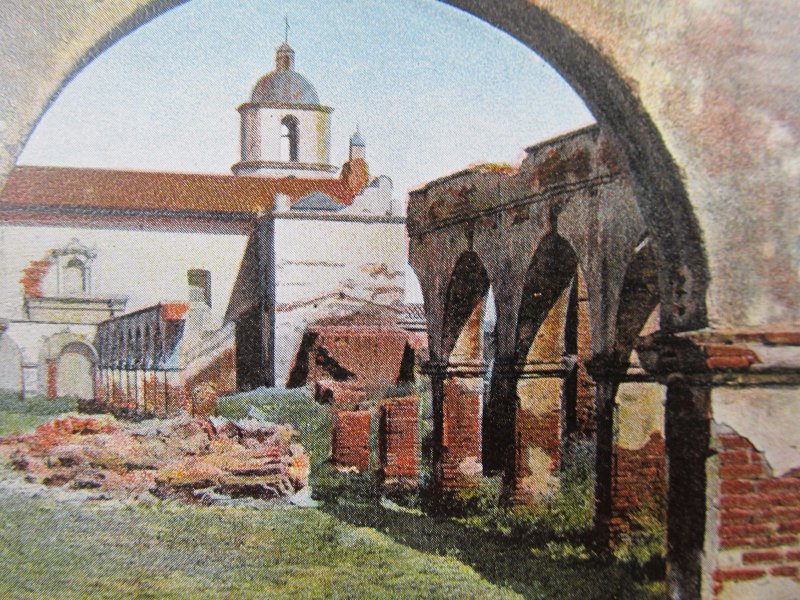 SAN DIEGO, CA  San Luis Rey Mission Courtyard California County Vintage Postcard