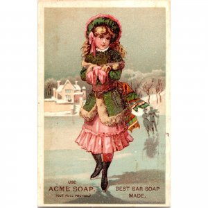 ACME CIRCUS Soap - Lautz Bros - Girl - Ice Skating - Victorian Trade Card