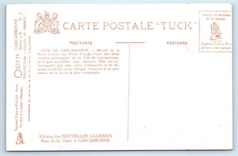 Tuck Oilette CARCASSONNE, France ~ MONTE de la PORTE d'AUDE c1910s  Postcard 