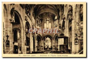 Old Postcard Troyes Aube Interior of the church Saint Nicolas