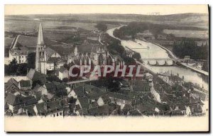 Old Postcard Auxerre Church of Saint Germain and the tournelle bridge seen fr...