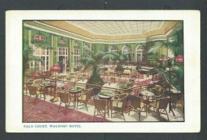Ca 1932 Post Card New York Palm Court Waldorf Hotel