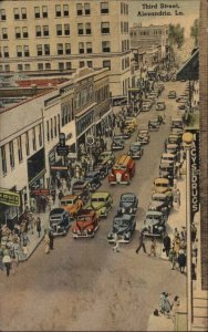 Alexandria Louisiana LA Third Street Scene Linen Vintage Postcard