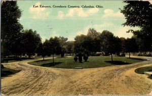 East Entrance, Greenlawn Cemetery Columbus OH c1910 Vintage Postcard G54