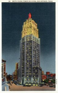 Vintage 1930's Smith Young Tower Building San Antonio Texas TX Linen Postcard