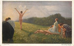 The holy hour by L. Fahrenkrog vintage fine art postcard Germany 1920s