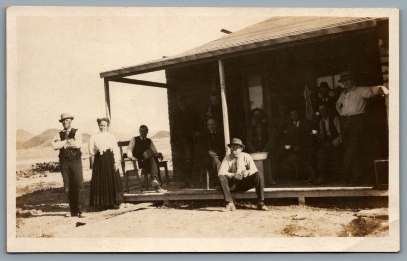 Postcard RPPC c1907 Western? United States Group Of People On Porch