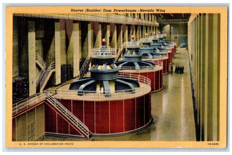 1954 View Of Hoover Boulder Dam Powerhouse  Nevada Wing Las Vegas NV Postcard 