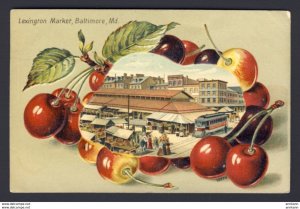 LEXINGTON MARKET, BALTIMORE, MD. ~ busy market encircled by cherries 1908