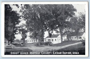 Cedar Rapids Iowa IA Postcard Shady Acres Motor Court Classic Cars Building 1940