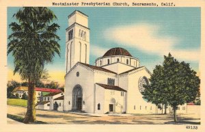 SACRAMENTO California CA  WESTMINSTER PRESBYTERIAN CHURCH c1940's Linen Postcard