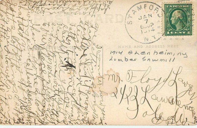 1914 Blenheim New York Lumber Sawmill occupation RPPC Postcard 25-10703