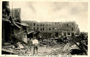 OH - Lorain. June 28, 1924 Tornado Wreckage, Broadway at 6th