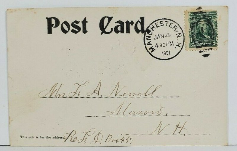 NH New Chapel Pine Grove Cemetery Manchester 1907 to Mason NH Postcard O11