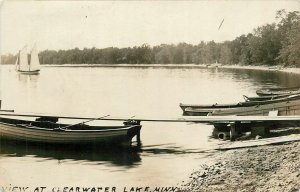 1907 Clearwater Lake Minnesota View Boats RPPC Postcard 25-12385