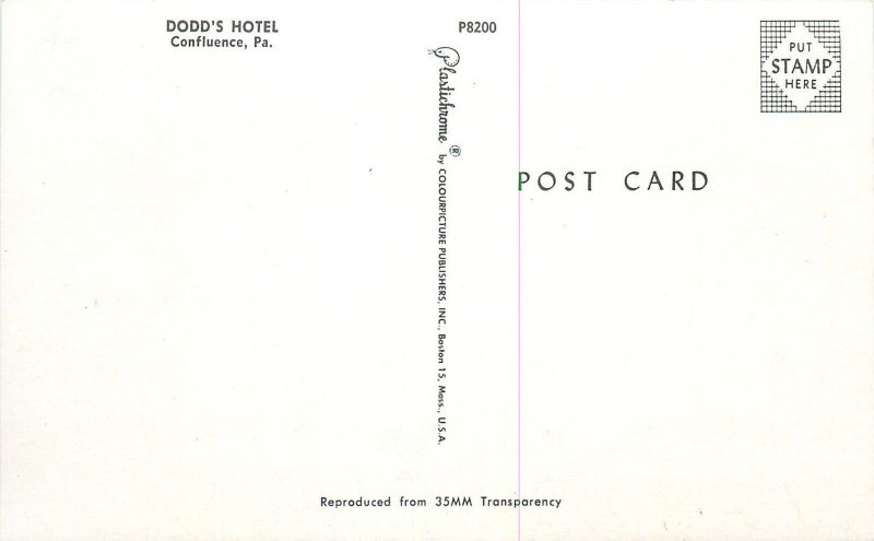 CONFLUENCE, Pennsylvania PA~Roadside DODD'S HOTEL Somerset County 1950s Postcard