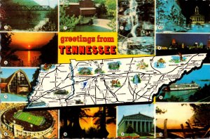 Tennessee Greetings Multi View With Map Of The Volunteer 1987