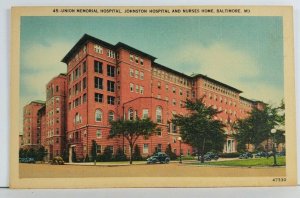 MD Baltimore Union Memorial, Johnson Hospital and Nurses Home Postcard Q2