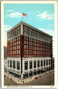 1945 Myers Building Springfield Illinois IL Mainroad & Street Posted Postcard